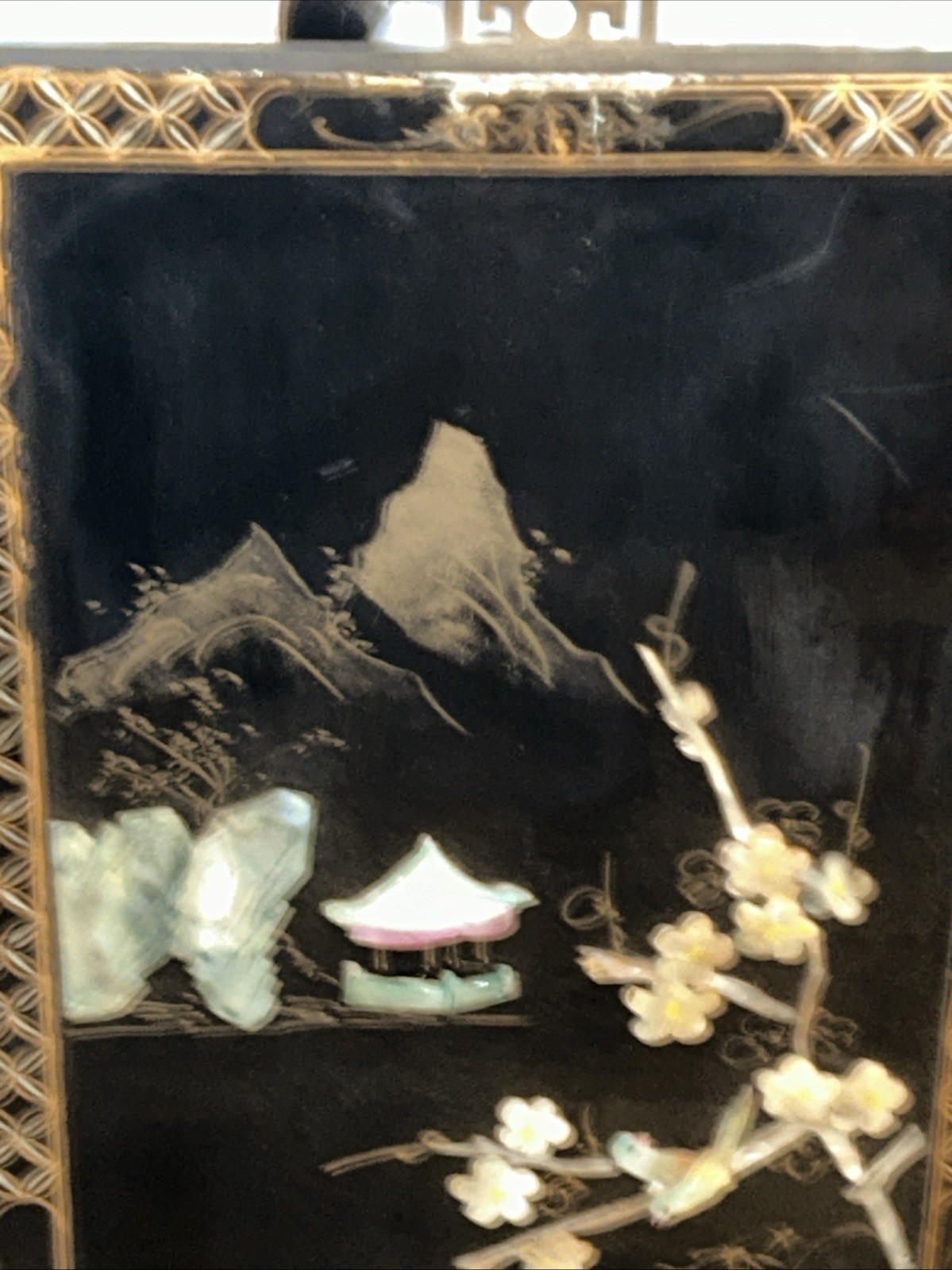 3 Vintage Laquered Asian With Mother of Pearl Panels 12”x 36”