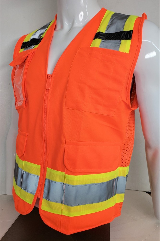 FX HIGH VISIBILITY Surveyor Two Tone Safety Vest Solid front & Mesh back