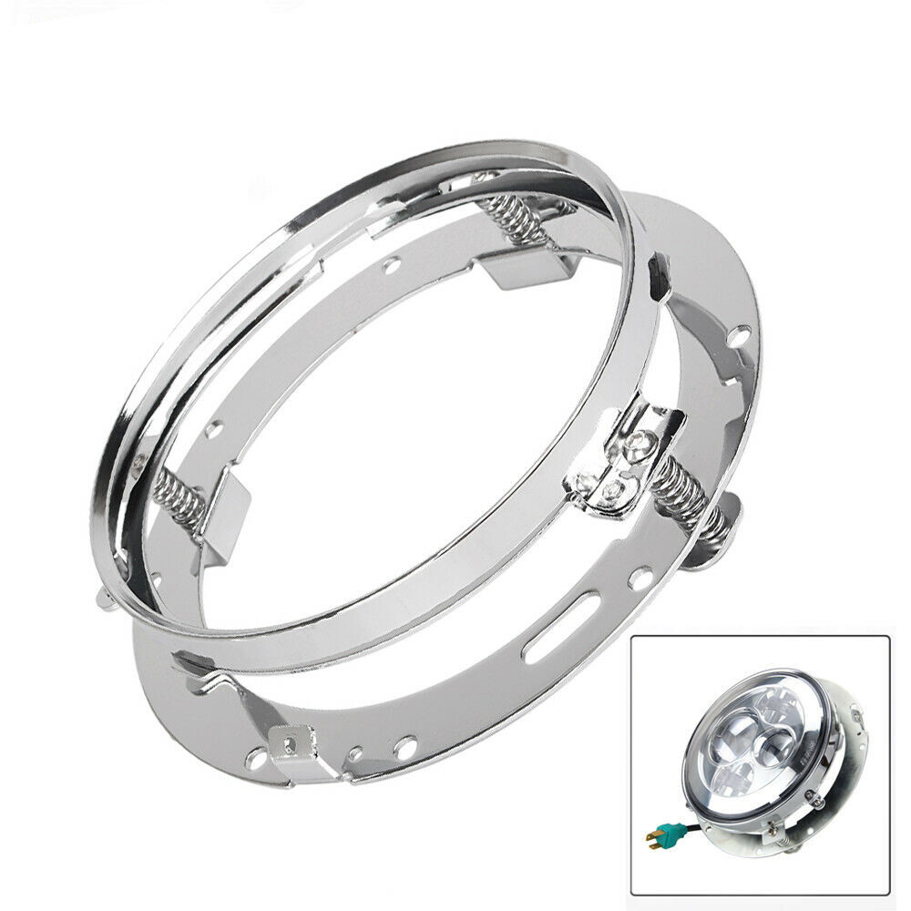 2PC 7'' Round Chrome LED Headlight Mounting Bracket Ring Car For Motorcycle Jeep