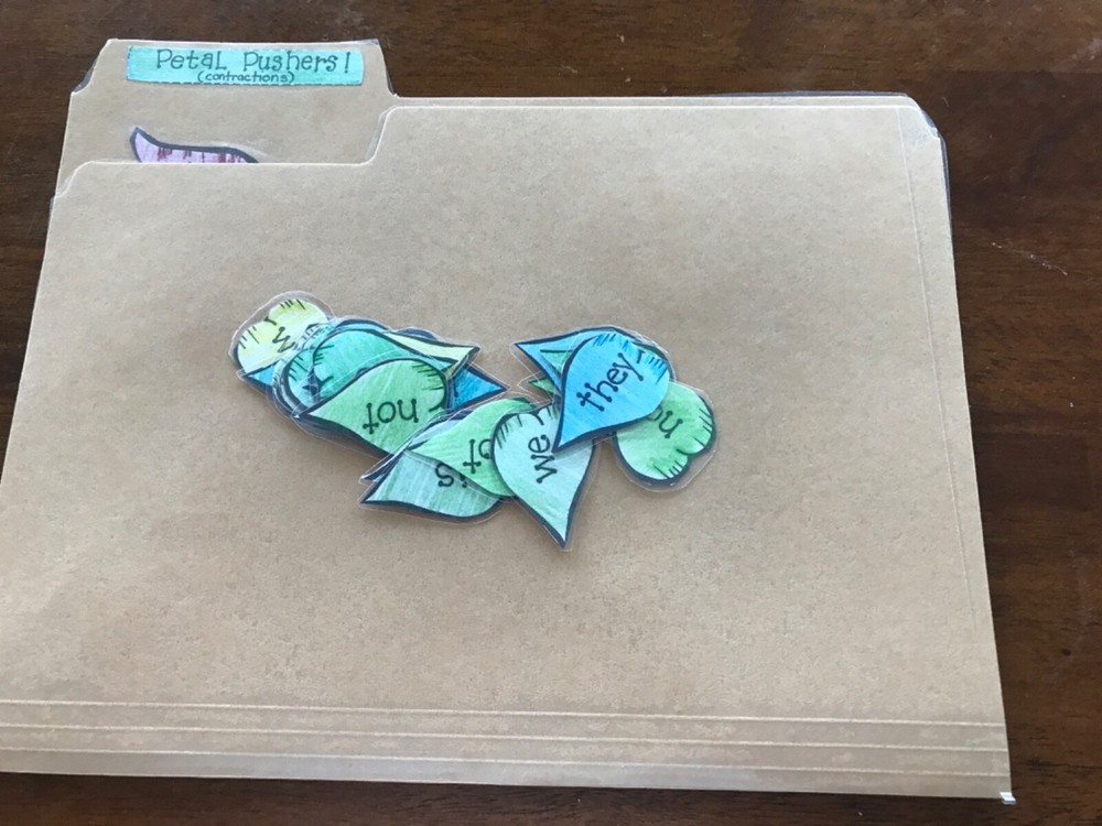 Petal Pusher! Contractions 2nd grade language arts file folder game