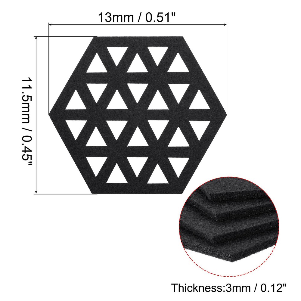 Felt Coasters 12pcs Hexagonal Coasters Coasters, Black