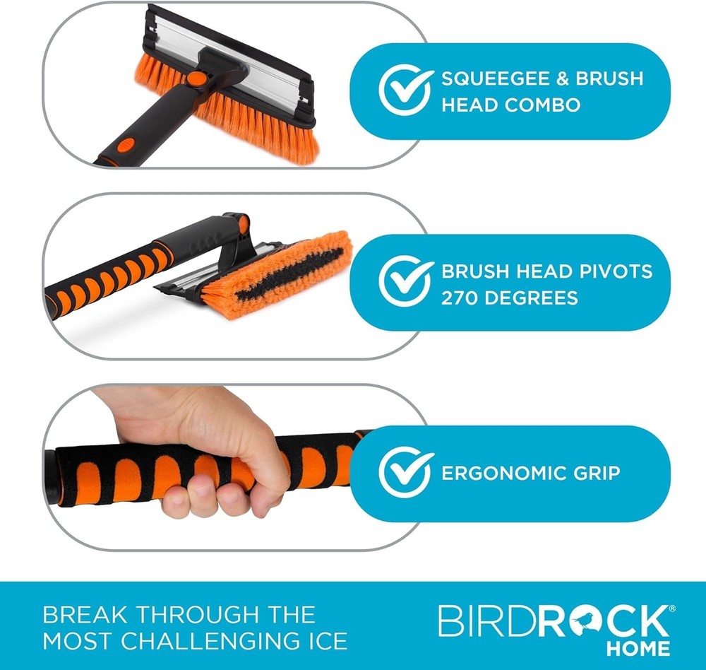 39-Inch Extendable Snow Brush with Squeegee & Ice Scraper - Perfect for SUVs
