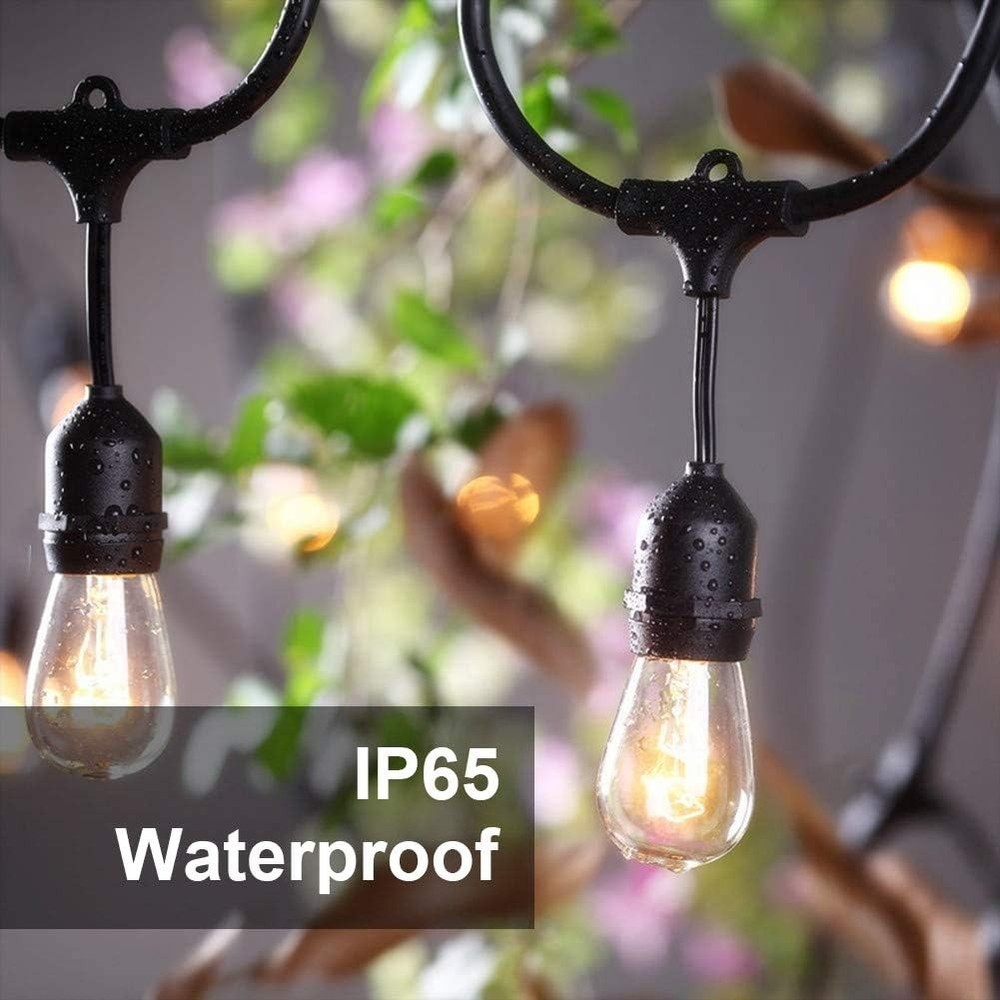 2 Pack 48FT Outdoor String Lights,Hanging Incandescent String Lights Commerci...
