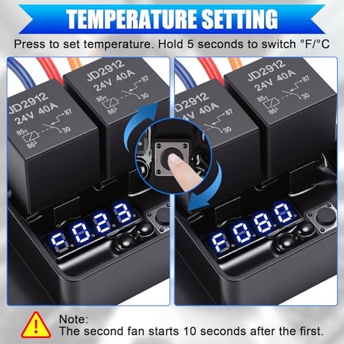 Digital Electric Radiator Fan Controller Switch Kit, Adjustable DC24V