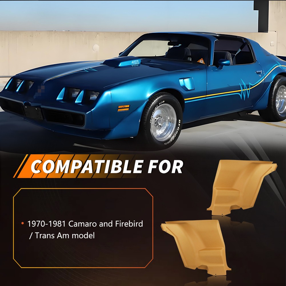 For 72-81 Camaro Firebird L&R Lower Plastic Rear Armrest Seat Side Panels Tan