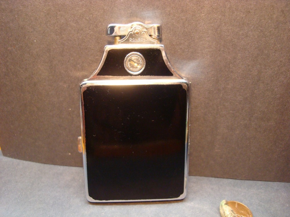 Vtg Ronson Cigarette Case Lighter-Tortoise Shell Enamel-Working-Never Lit