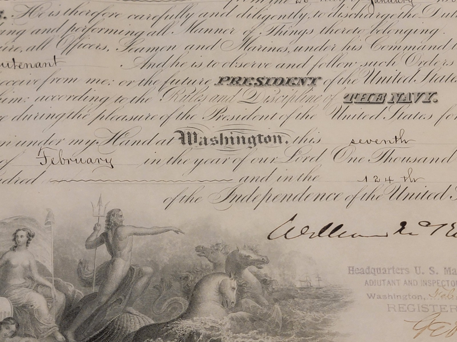 🌟 RARE President William McKinley SIGNED U.S. Marine 1900 Military Appointment