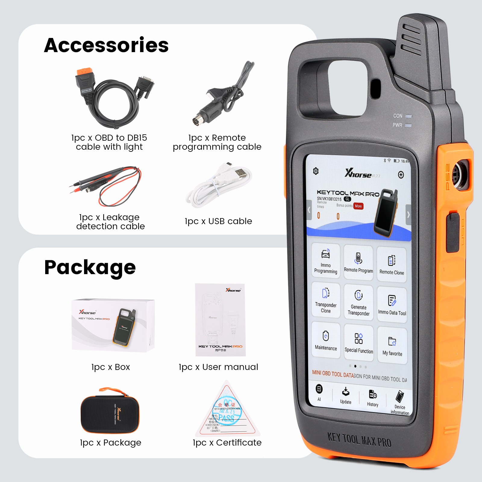 Xhorse VVDI Key Tool Max PRO Combines Key Tool Max and Mini OBD Tool Functions