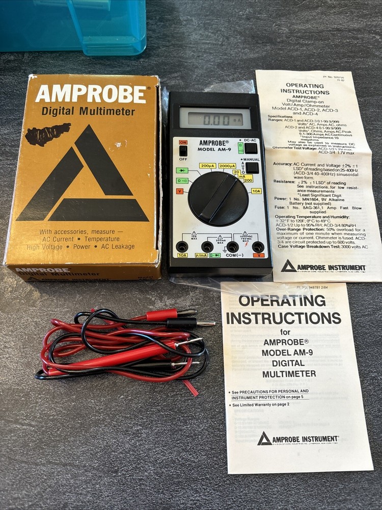 Amprobe Model AM-9 Digital Multimeter With Accessories #DD
