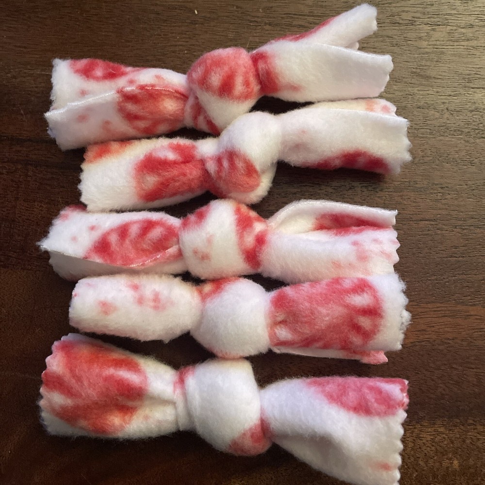 Bowtie Shaped Cat Toy With Catnip Inside 5 Pack Peppermint Candy Print