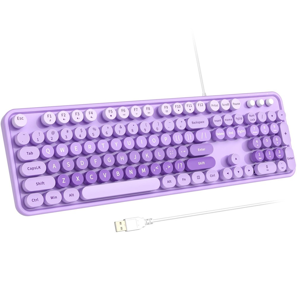 Large Print Keyboard, USB Wired Computer Keyboard, Full Size Keyboard with Nu...