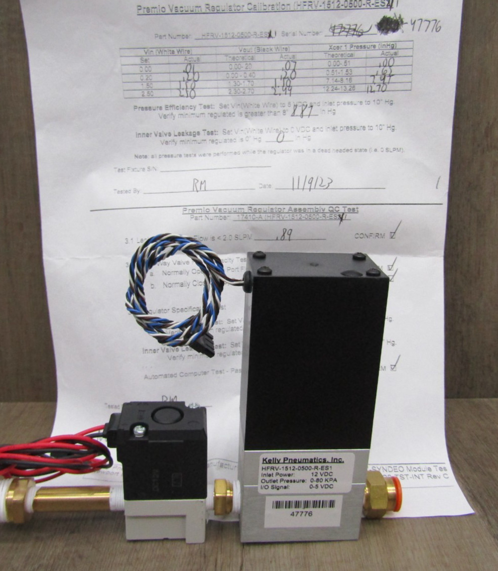 Kelly Pneumatics High Flow Electronic Pressure Regulator w/QC/Calibration Report