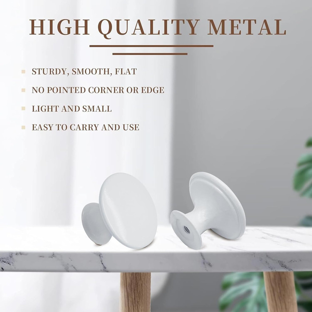 12 Pcs White Cabinet Knobs Metal Round Dresser Handle Knobs 1.18" Diameter Kitch