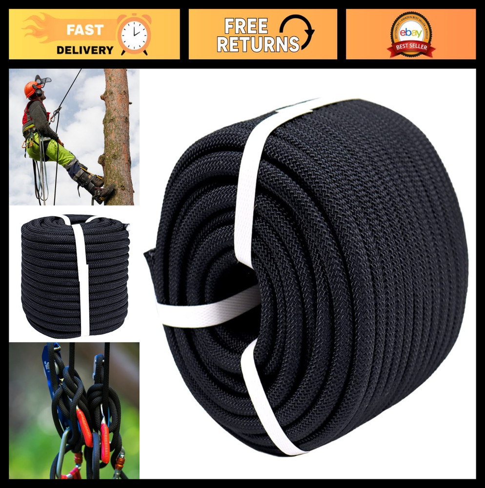 High Strength Braided Polyester Arborist Rope 3/8" x 50ft - Tree Work, Camping,