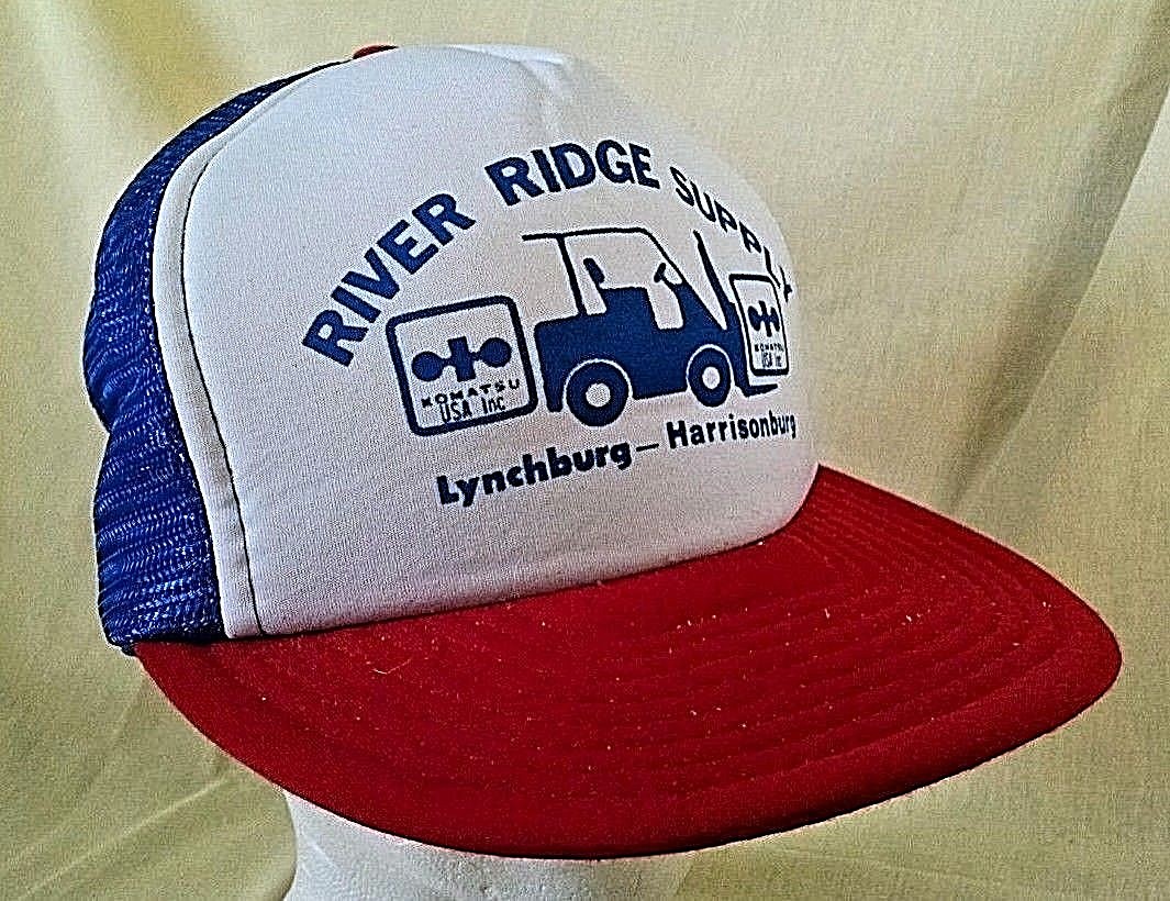 KOMATSU HAT VINTAGE BASEBALL CAP RIVER RIDGE SUPPLY LYNCHBURG HARRISONBURG VA*
