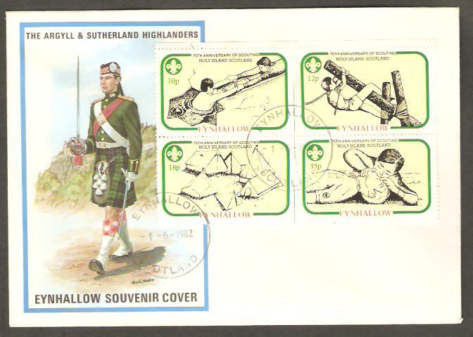 EYNHALLOW 1982 75th BOY SCOUTS Lifesaving MS/4 PERF FDC