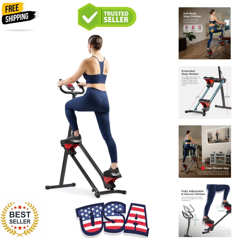 Stair Stepper w/Handlebar, Extended Step Range Climber Machine for Legs, Core...