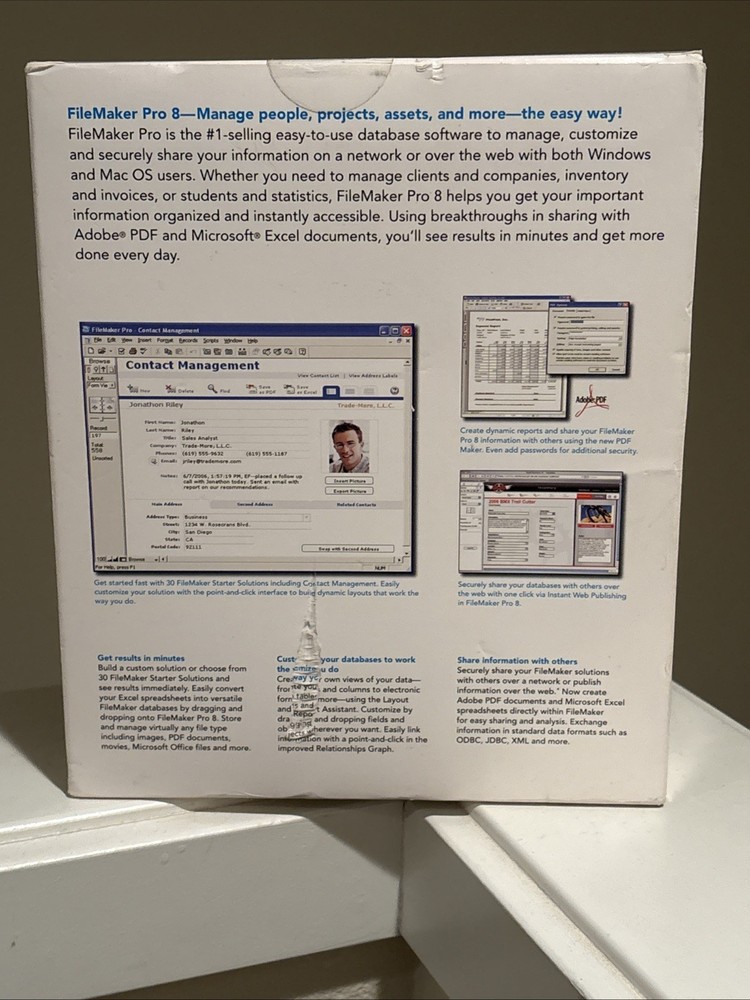 NEW FILEMAKER PRO 8 SOFTWARE & User Guide/Resource Guide FOR Windows AND MAC CIB