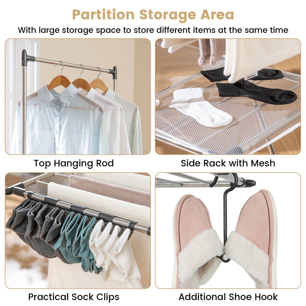 Folding Clothes Drying Rack 2-Tier Metal Laundry Drying Rack Laundry Drying Rack
