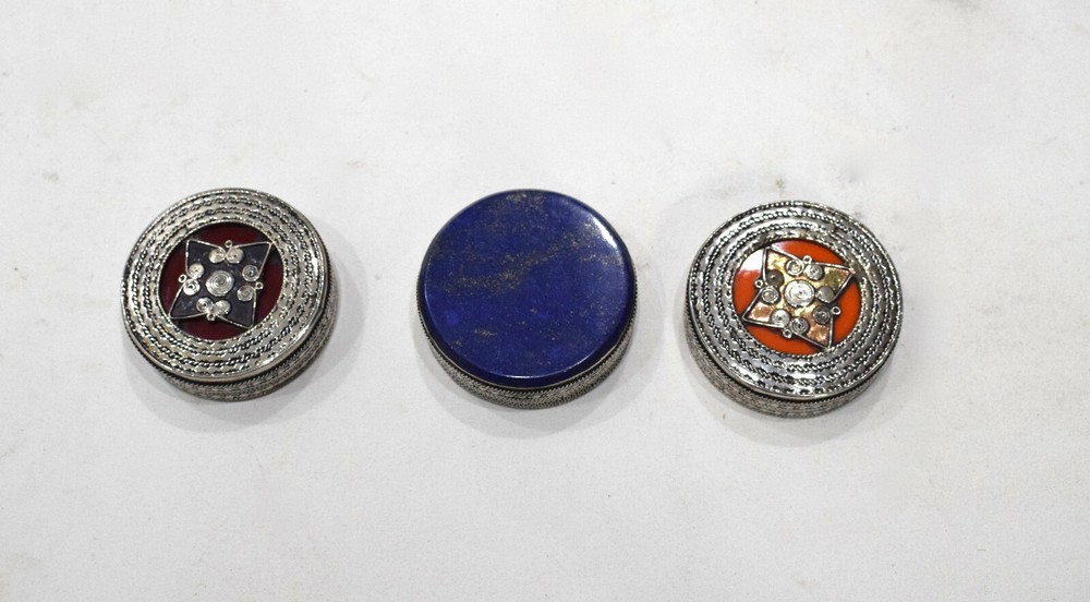 Silver Middle Eastern Circular Box Container