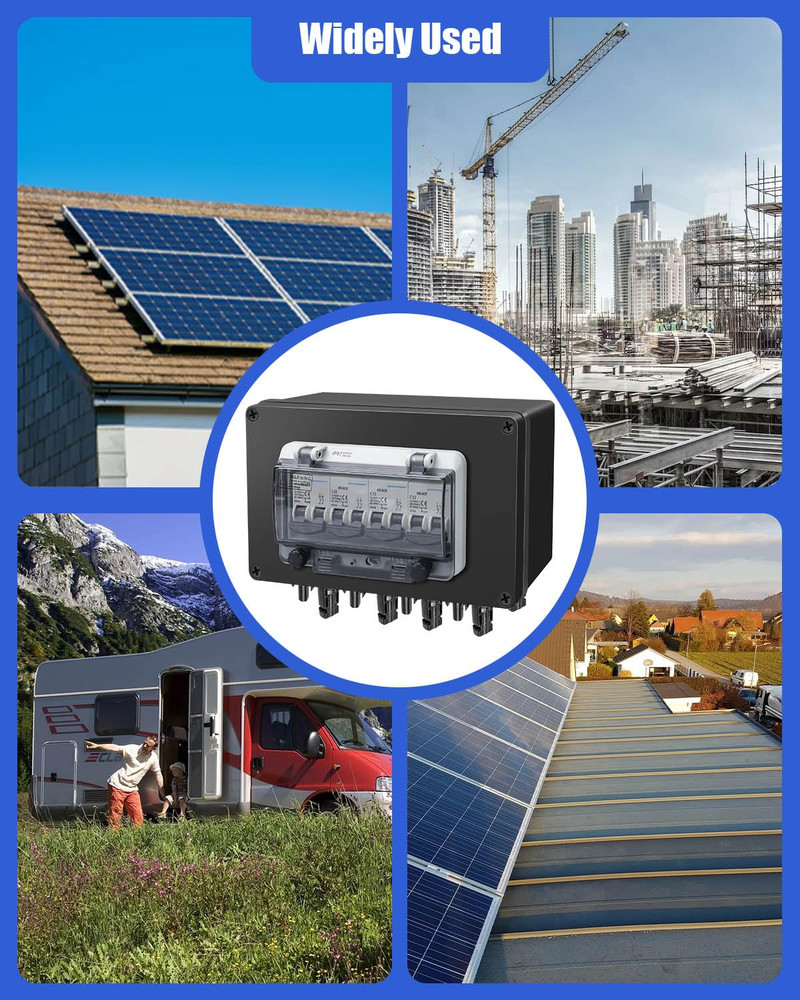 Solar Panel Disconnect Switch 4 String 32 Amp DC Circuit Breaker Box, Waterproof