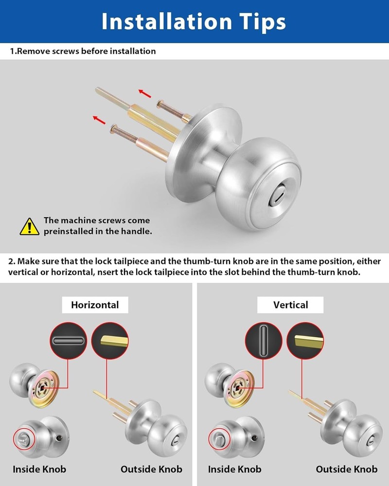 1 Set All Keyed Same Entry Door Knobs and Single Cylinder Deadbolt Combo Set Fo