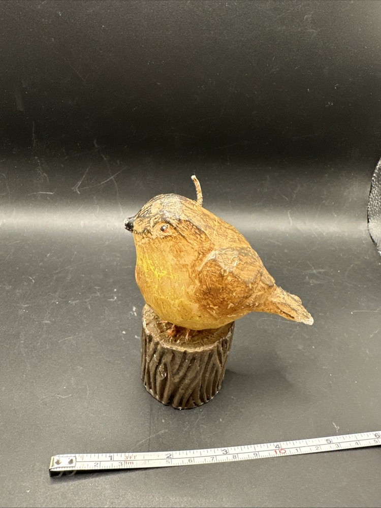 Vintage Wax Bird Candle Robin