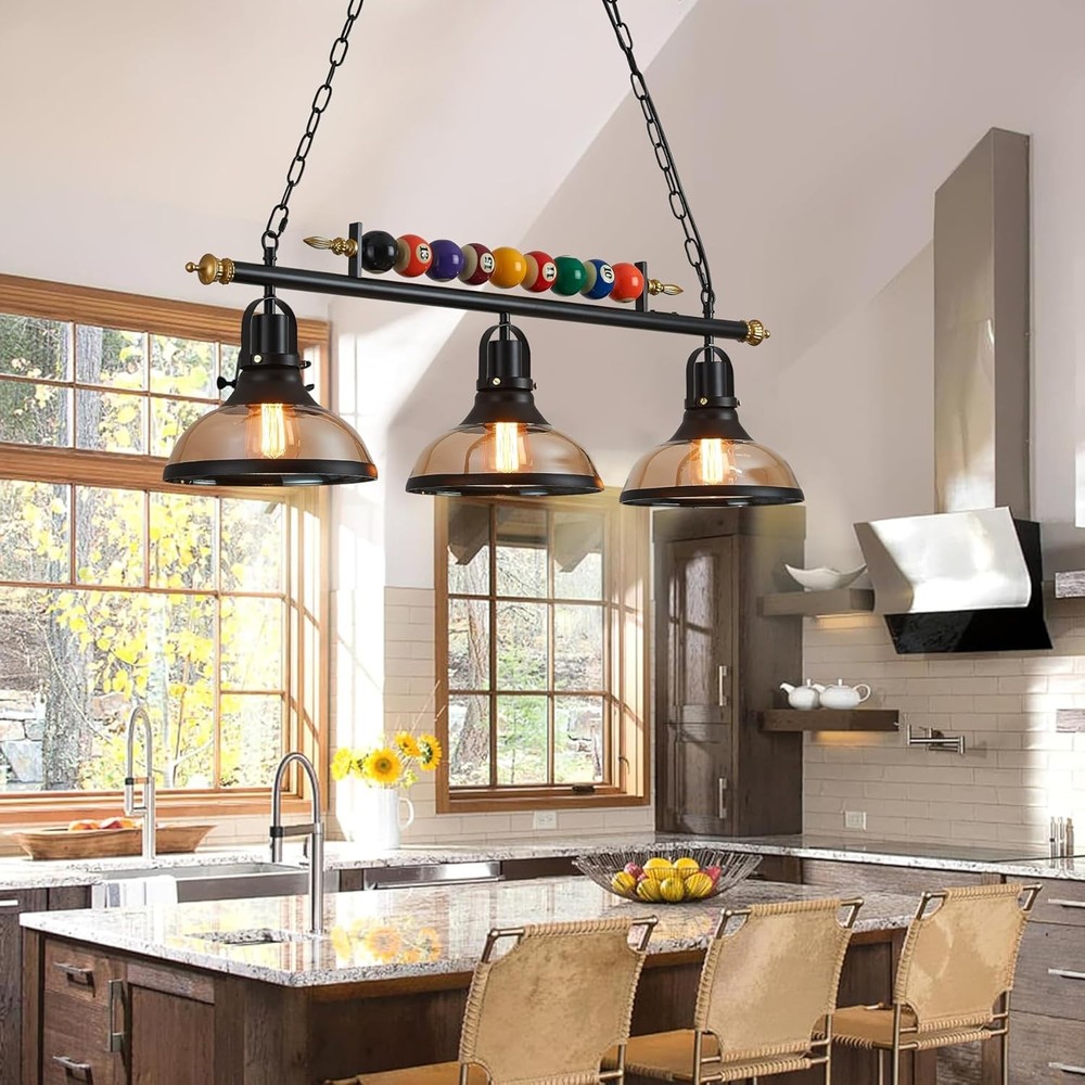7'-8' Hanging Pool Table Light Billiard Pendant Light Adjustable Light, Retro Is