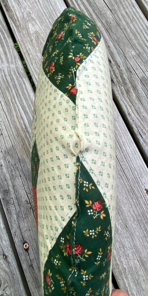 Vintage Handmade Dresden Plate Quilt Pattern Pillow Boho Cottage 70s Patchwork