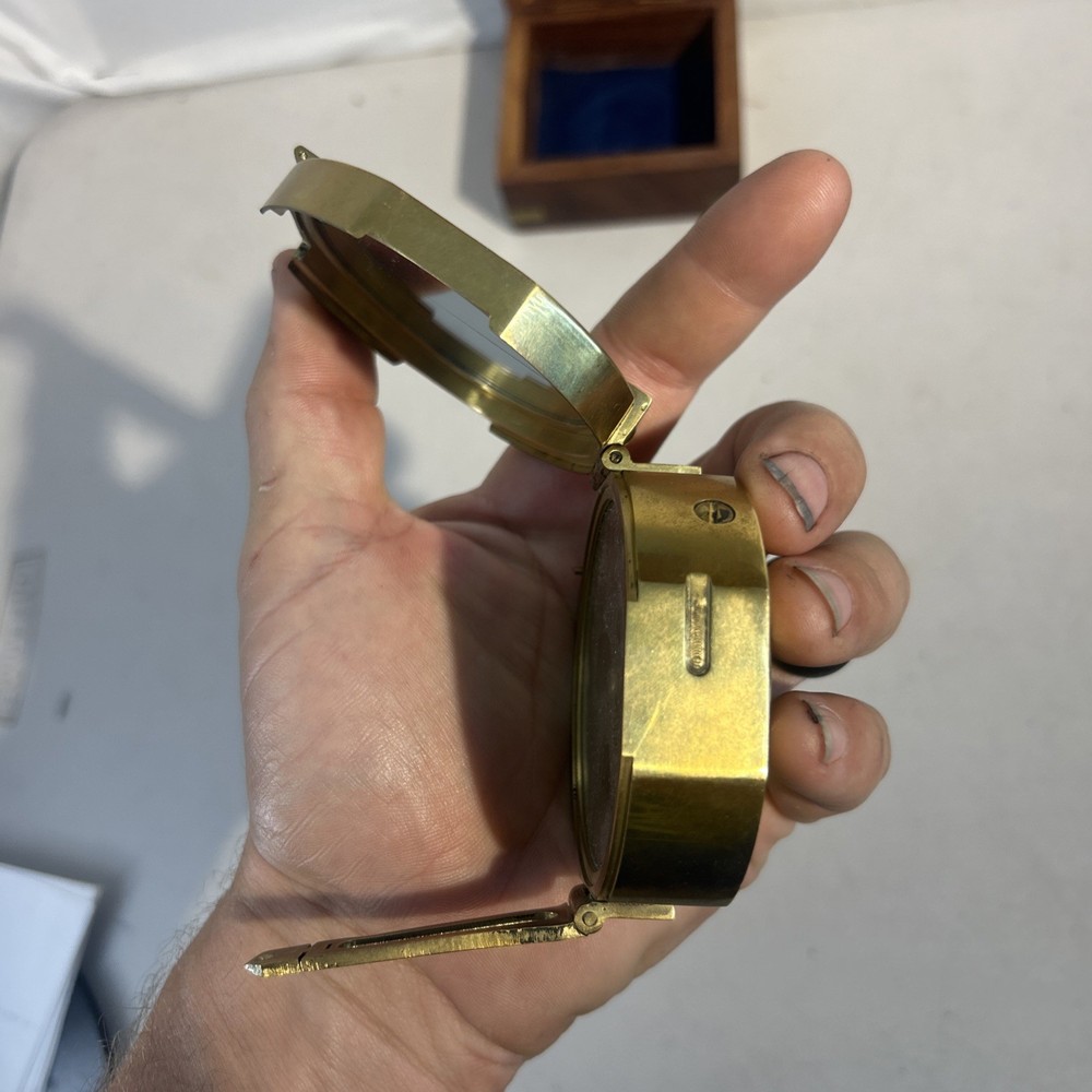 Vintage Solid Brass Compass Natural Sine Nautical