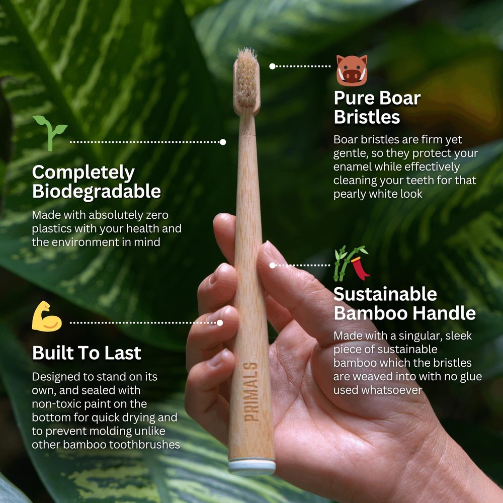 Biodegradable Bamboo Toothbrush Set - 4-Pack, Eco-Friendly, Quick Dry