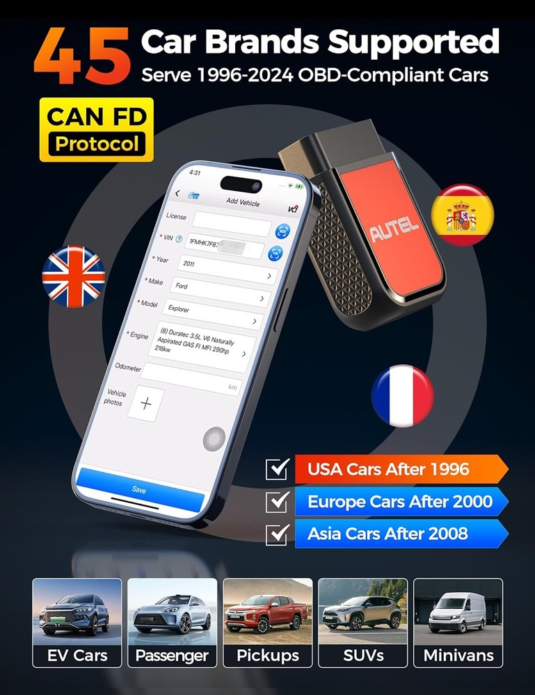 Autel MaxiAP AP2500E OBD2 Scanner Dongle Wireless Bluetooth Diagnostic Tool Code