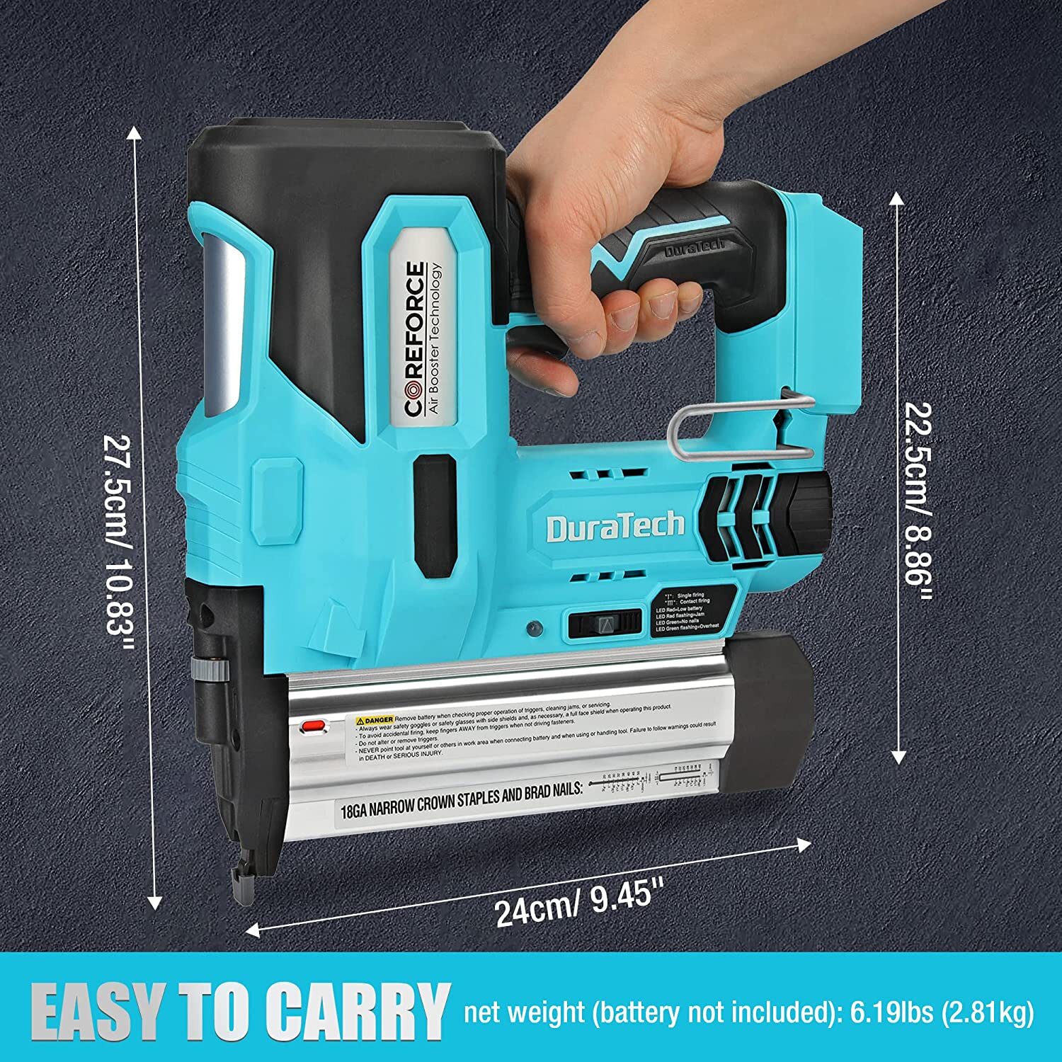 2-IN-1 Cordless Brad Nailer 18 GA Nail/Staple Gun with 1000PCS Staples NEW