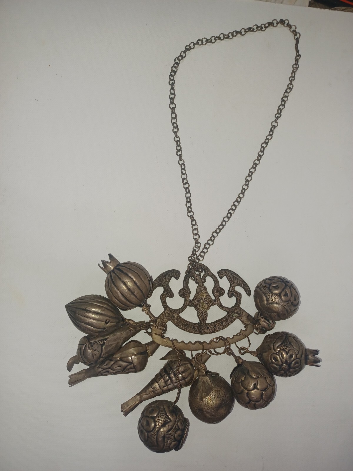 Brazilian Penca de Balangandan Silver on Brass 10 Charms Brazil