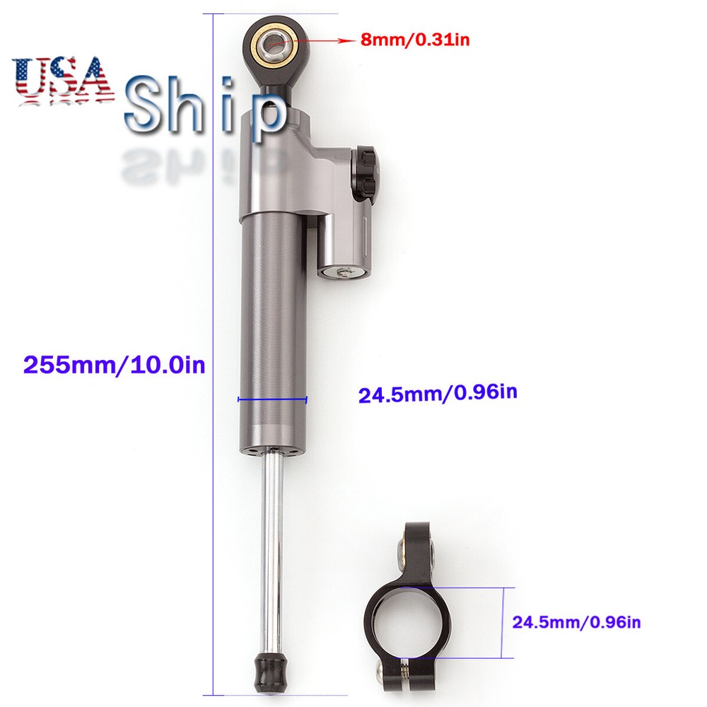 CNC Universal Motorcycles Steering Stabilizer Damper Linear Control Safety Grey