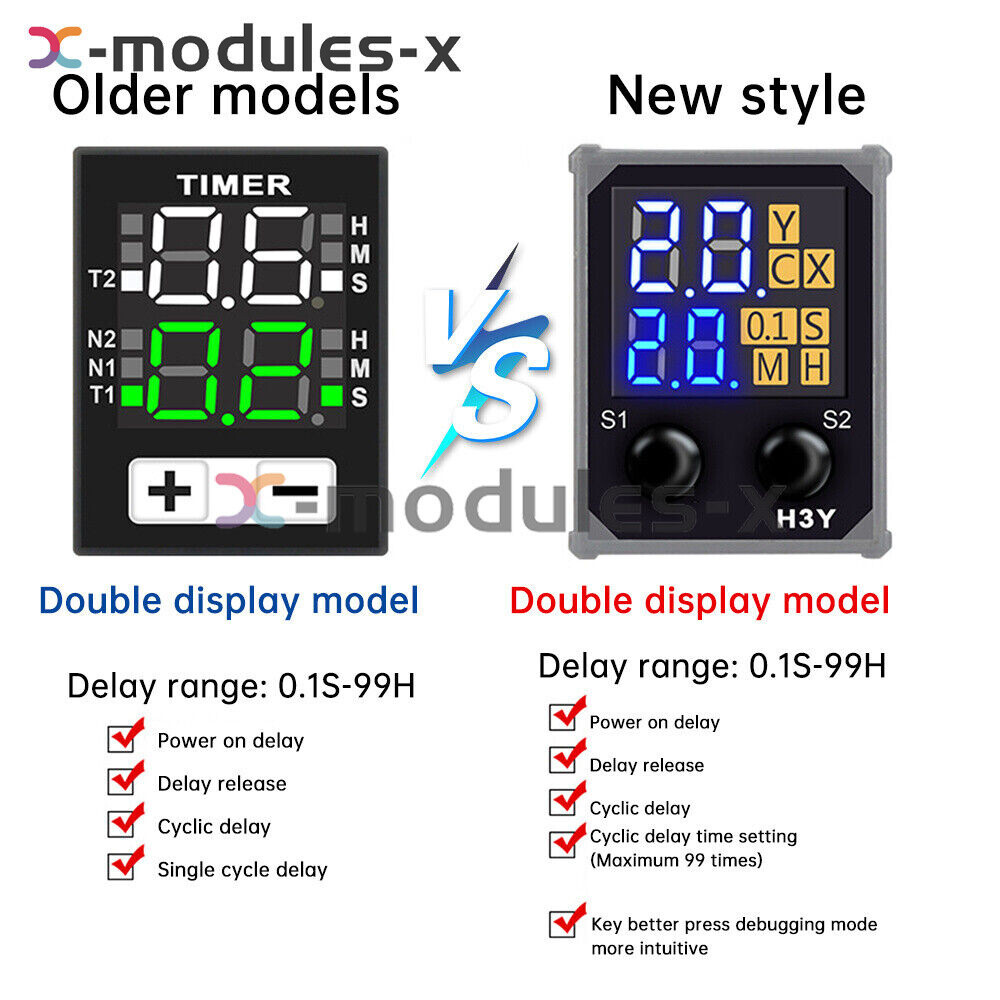 Adjustable Digital Time Relay Cycle Time Delay Relay With Base DC12V 24V AC220V