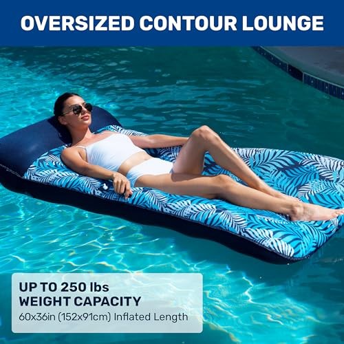 Aqua Oversized Contour Pool Float Lounge – Extra Large – Fabric-Covered