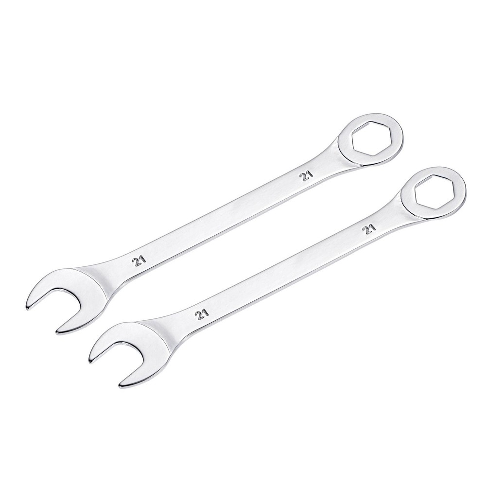 2pcs Thin Combination Wrench with Offset 6-Point End and Angled Open End 21mm