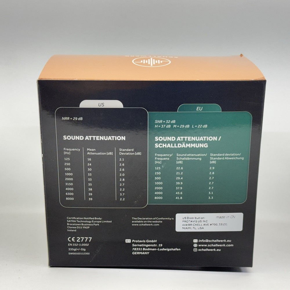 Work+ Hearing Protection Ear Muffs noise reduction Shooting Construct Schallwerk