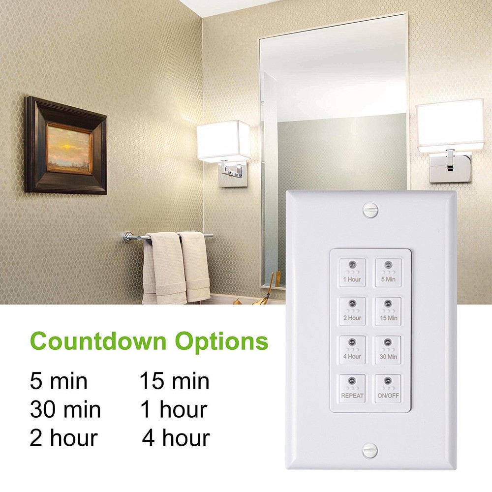 BN-LINK Countdown In-wall Timer Switch 5-15-30-60mins, 2-4 hours