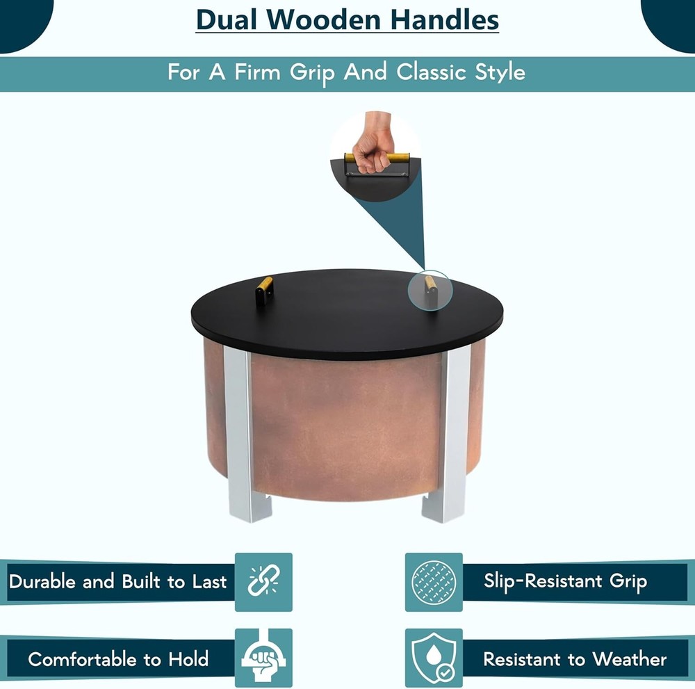 FEBTECH 35" Fire Pit Cover Round - Recommended for 34.5" Smokeless Fire Pit