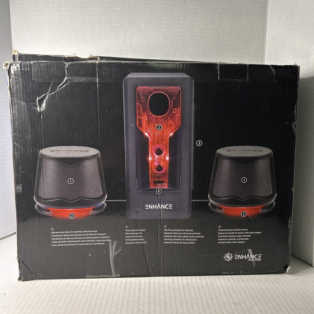 ENHANCE SB 2.1 Black/Red LED Computer Speakers