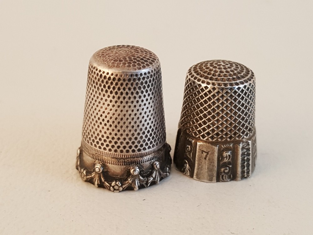 Vintage 2 sterling silver thimbles 7 Germany