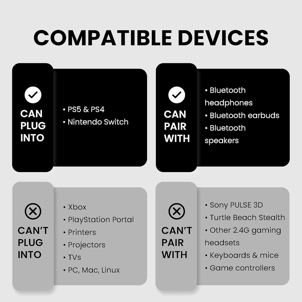 Avantree C81-Gaming - USB-C Bluetooth 5.3 Audio Adapter for PS5, Black