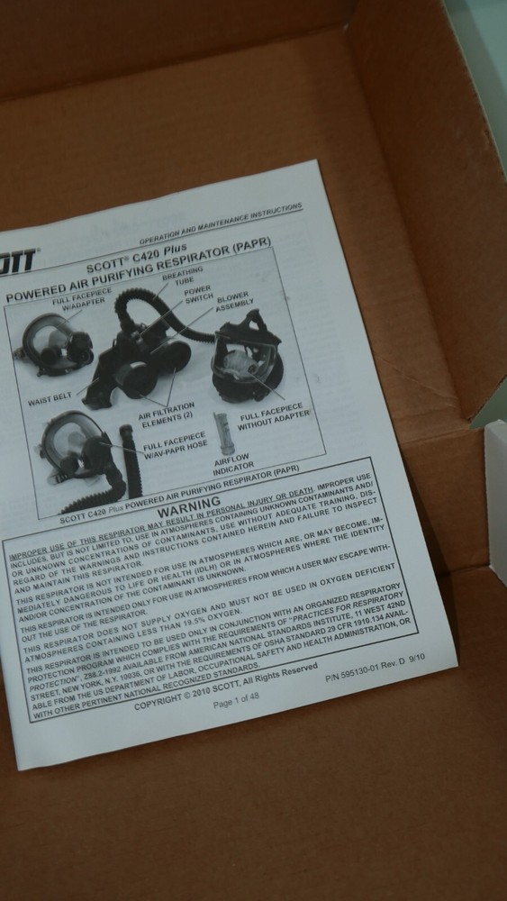 Scott AV-2000 Mask , Hose , Flow Meter ,Belt