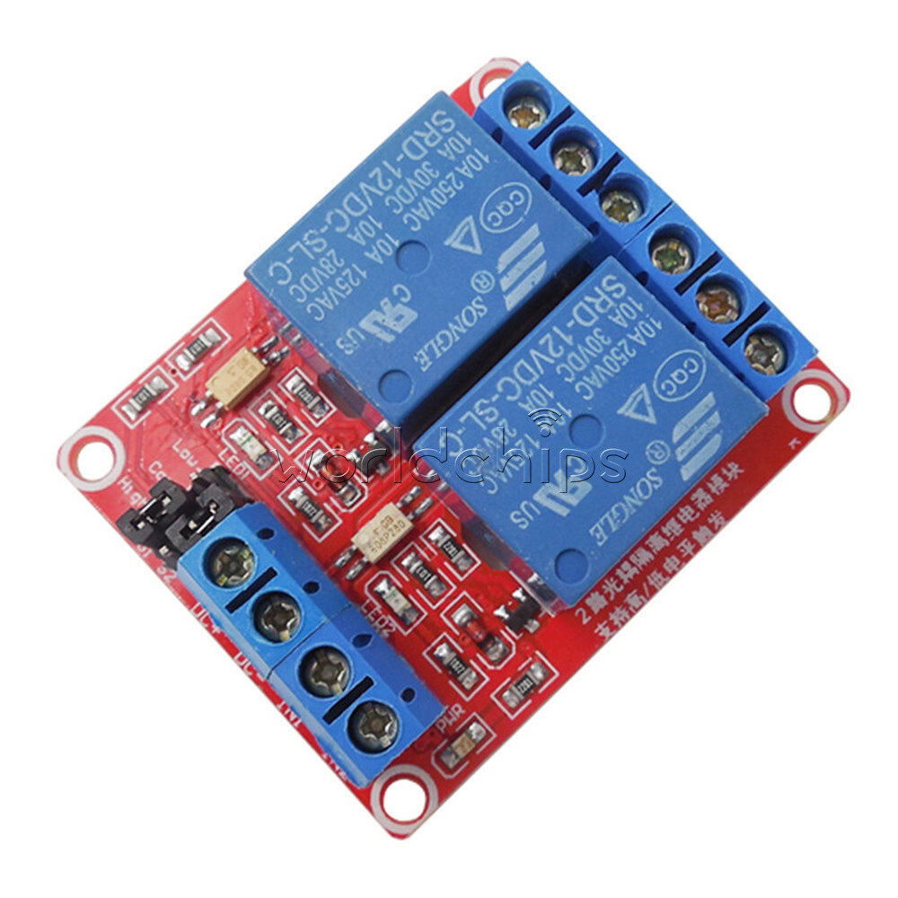 12V 2 Channel Relay Module With Optocoupler Support High Low Level Trigger NEW