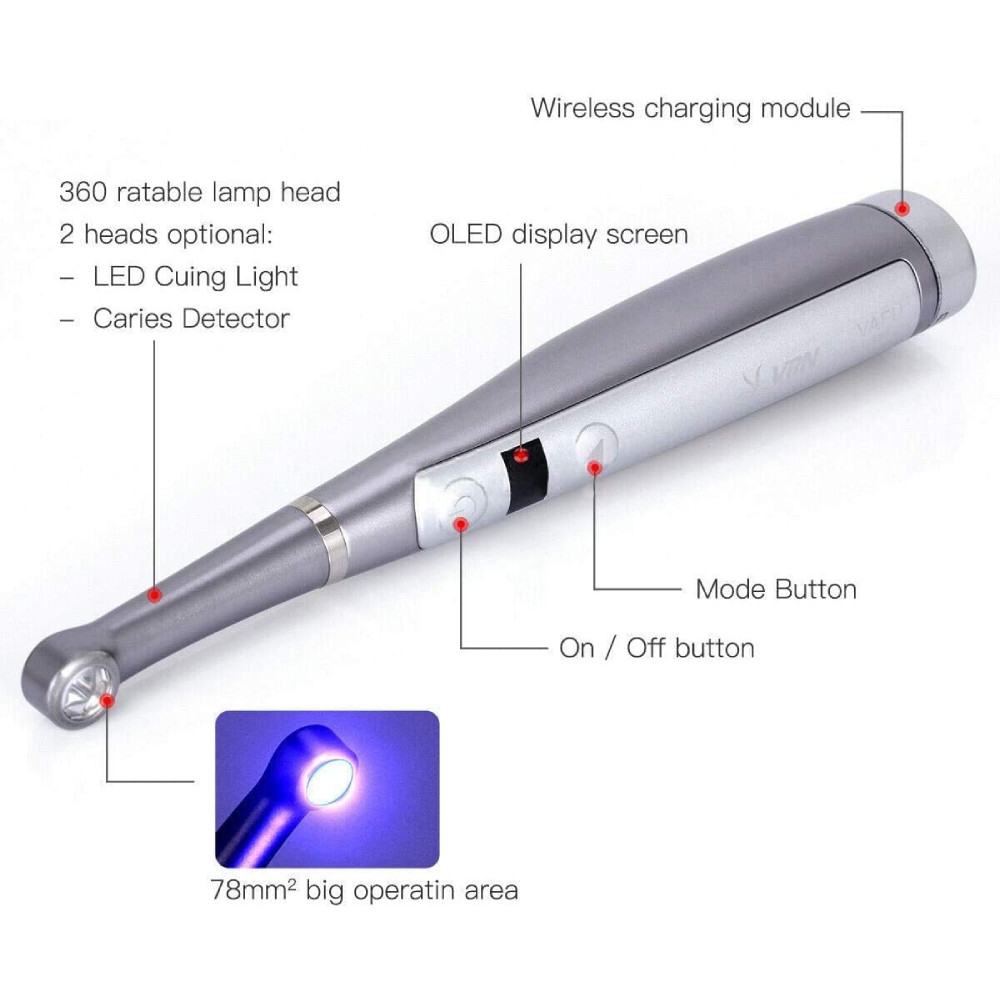 Dental Wireless LED Curing Light 1 Second Curing 3200mW/cm² with 4 Powerful LEDs