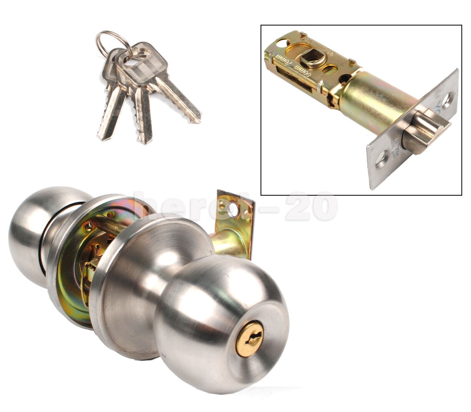 HighQuality Door Knob Privacy Lock Interior Bathroom Bedroom Stainless Steel