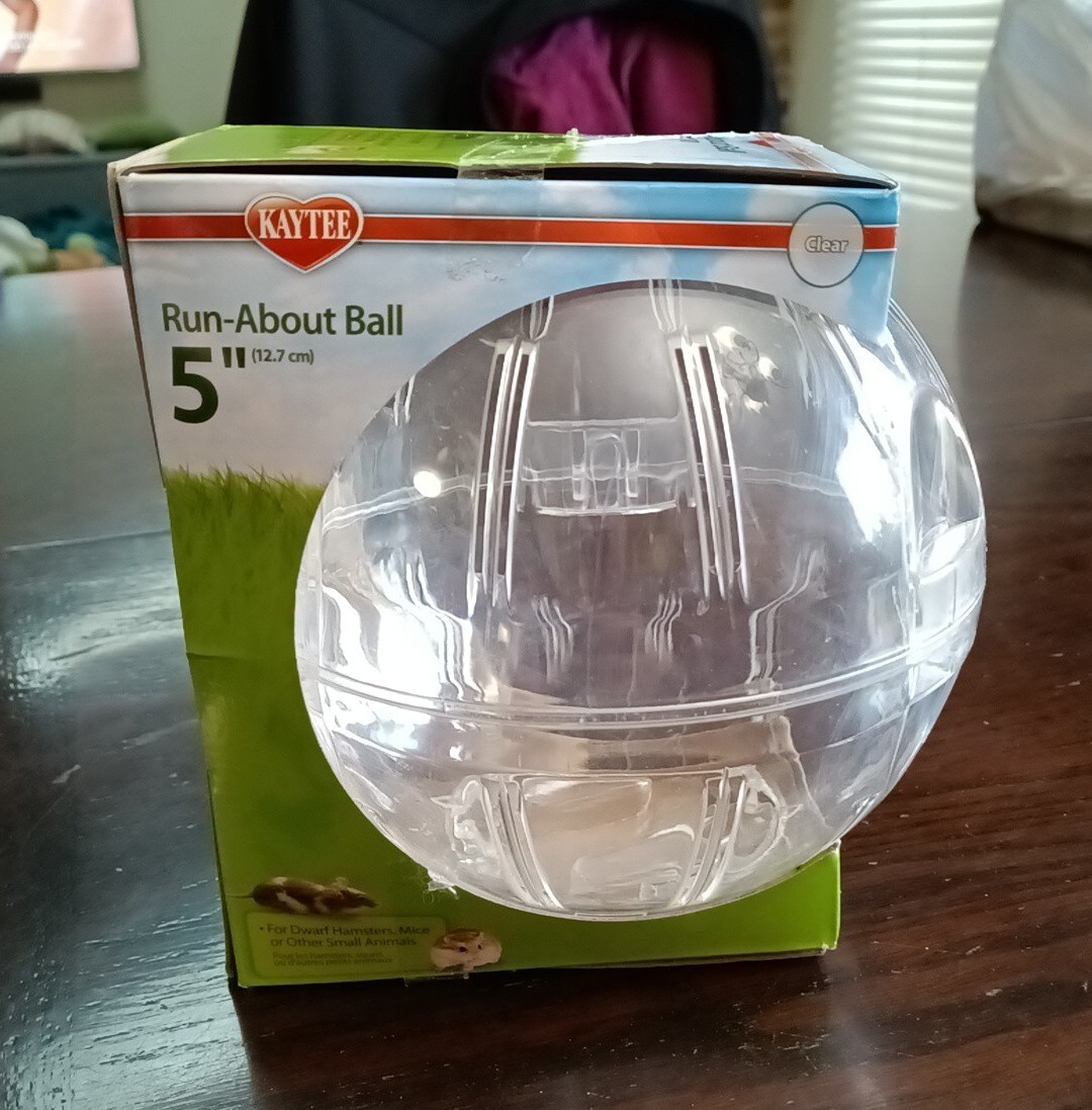 Kaytee Clear Run-About Small Animal Exercise Ball 5" New Fast Shipping