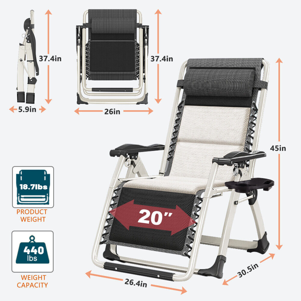 Slsy Zero Gravity Chair Folding Adjustable Reclining Patio Lounge Chair Mattress